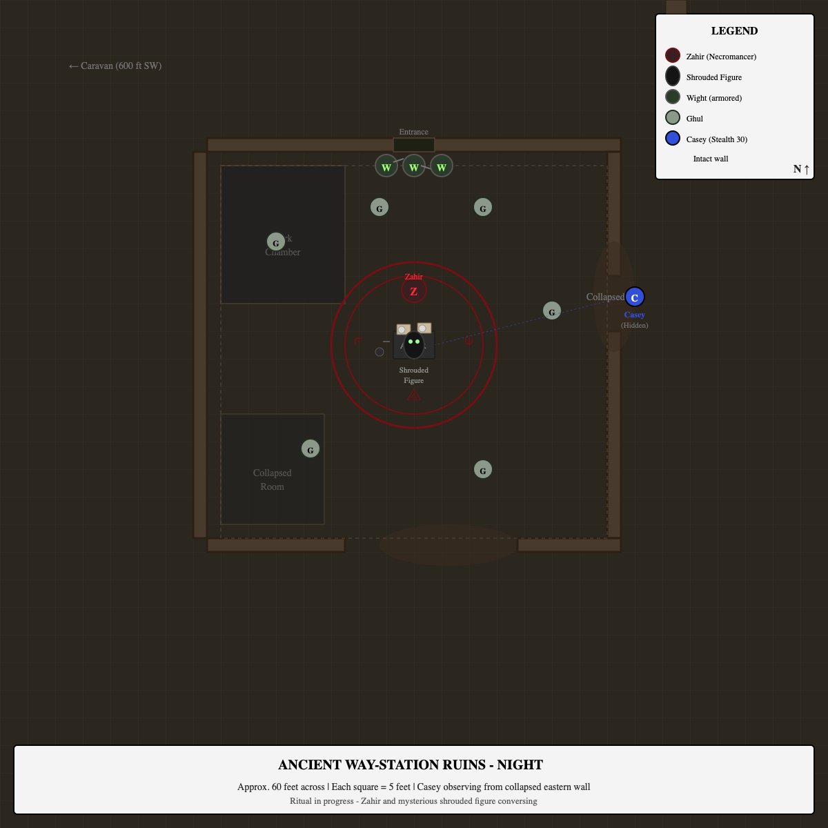 A square building in the middle of a grid'ed battlemap